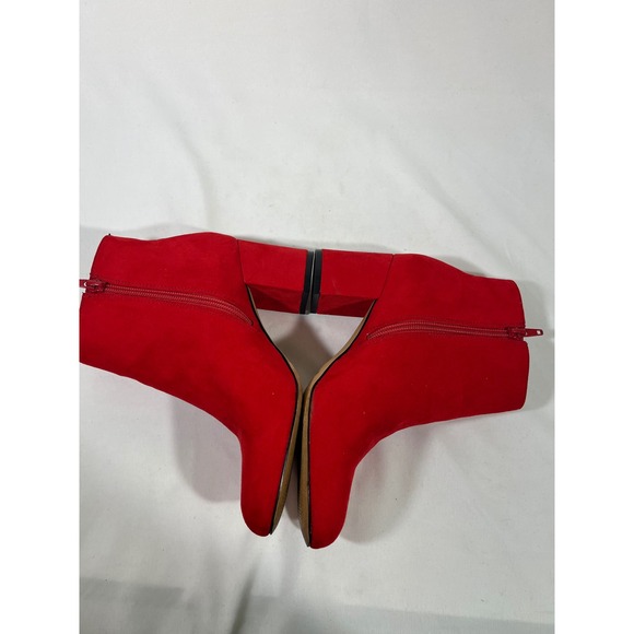 INC International Concepts Women Red Suede Ankle Boots Block Heel Dress Sz 6.5 - Picture 10 of 11
